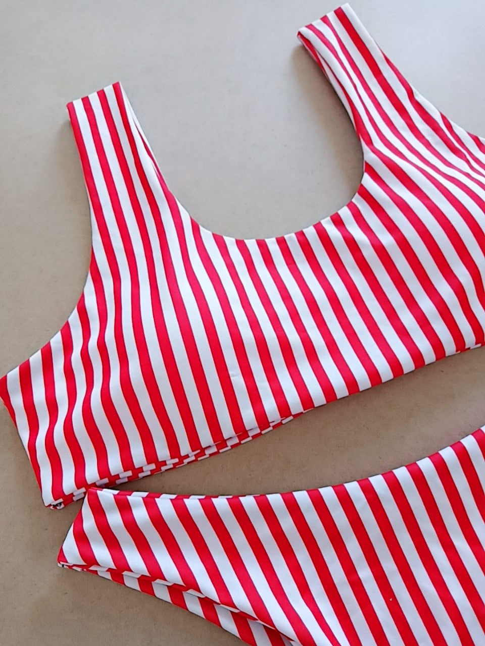 Striped printed bikini split swimsuit