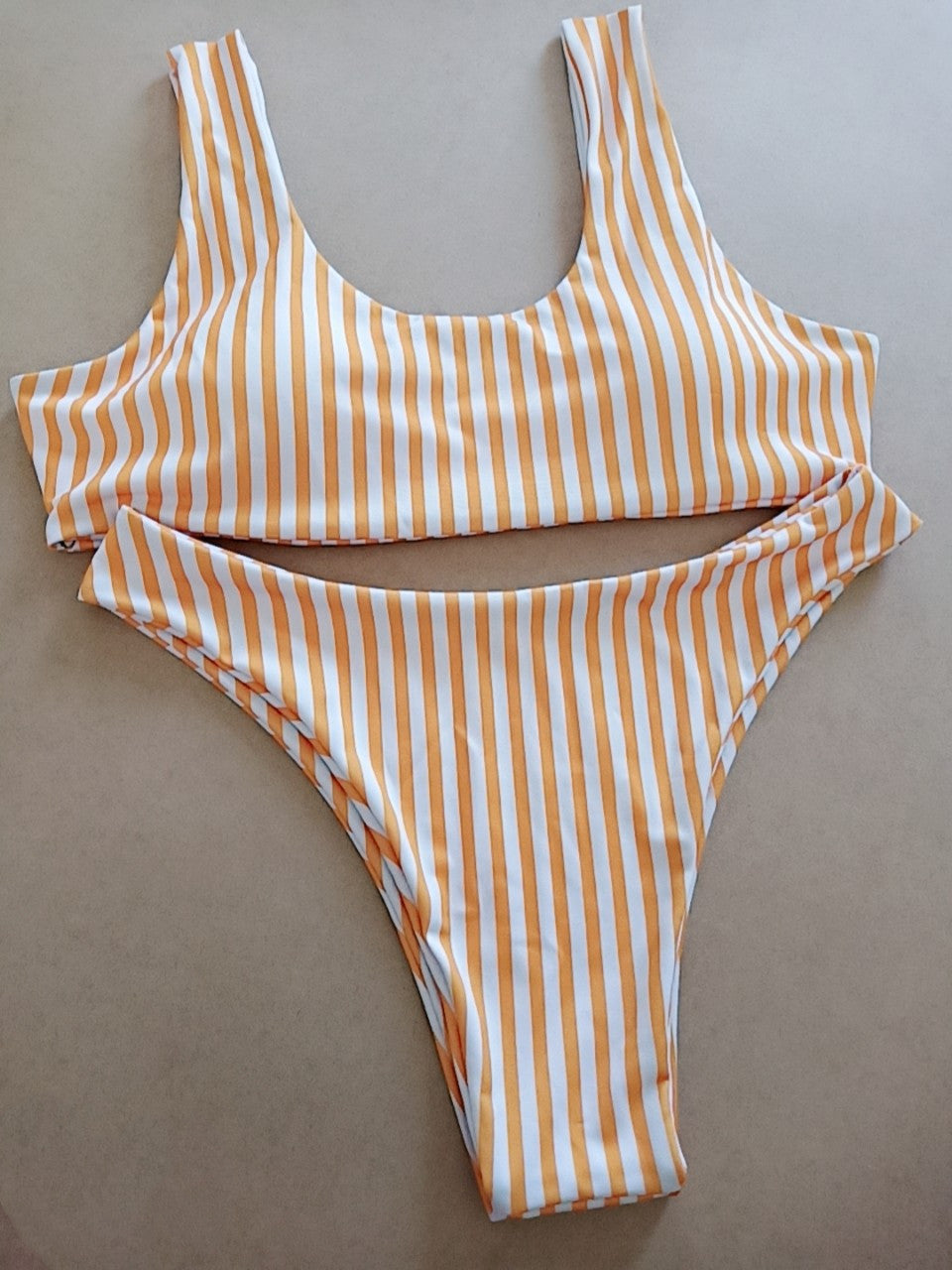 Striped printed bikini split swimsuit