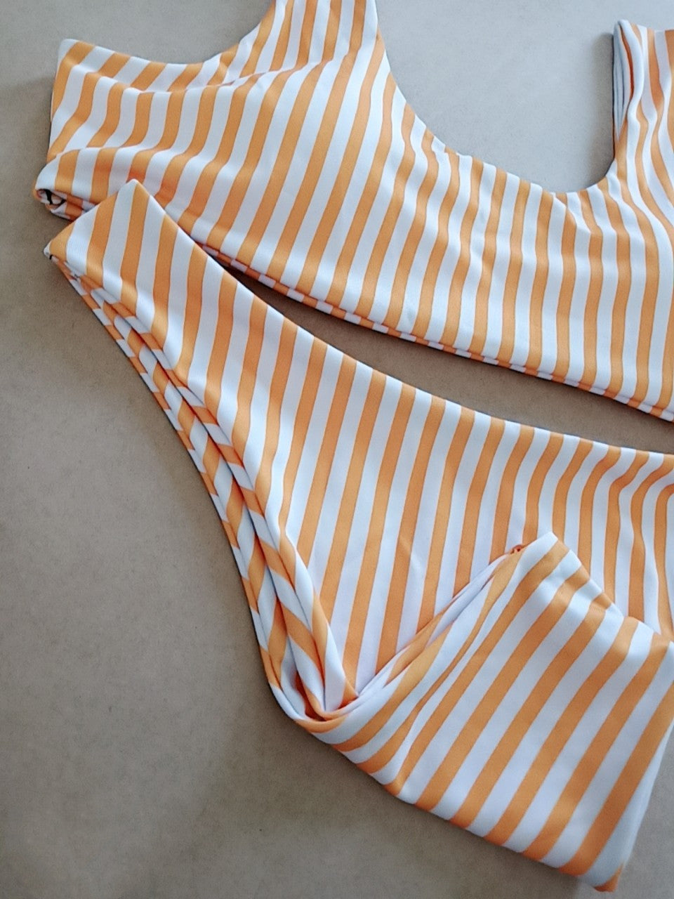 Striped printed bikini split swimsuit