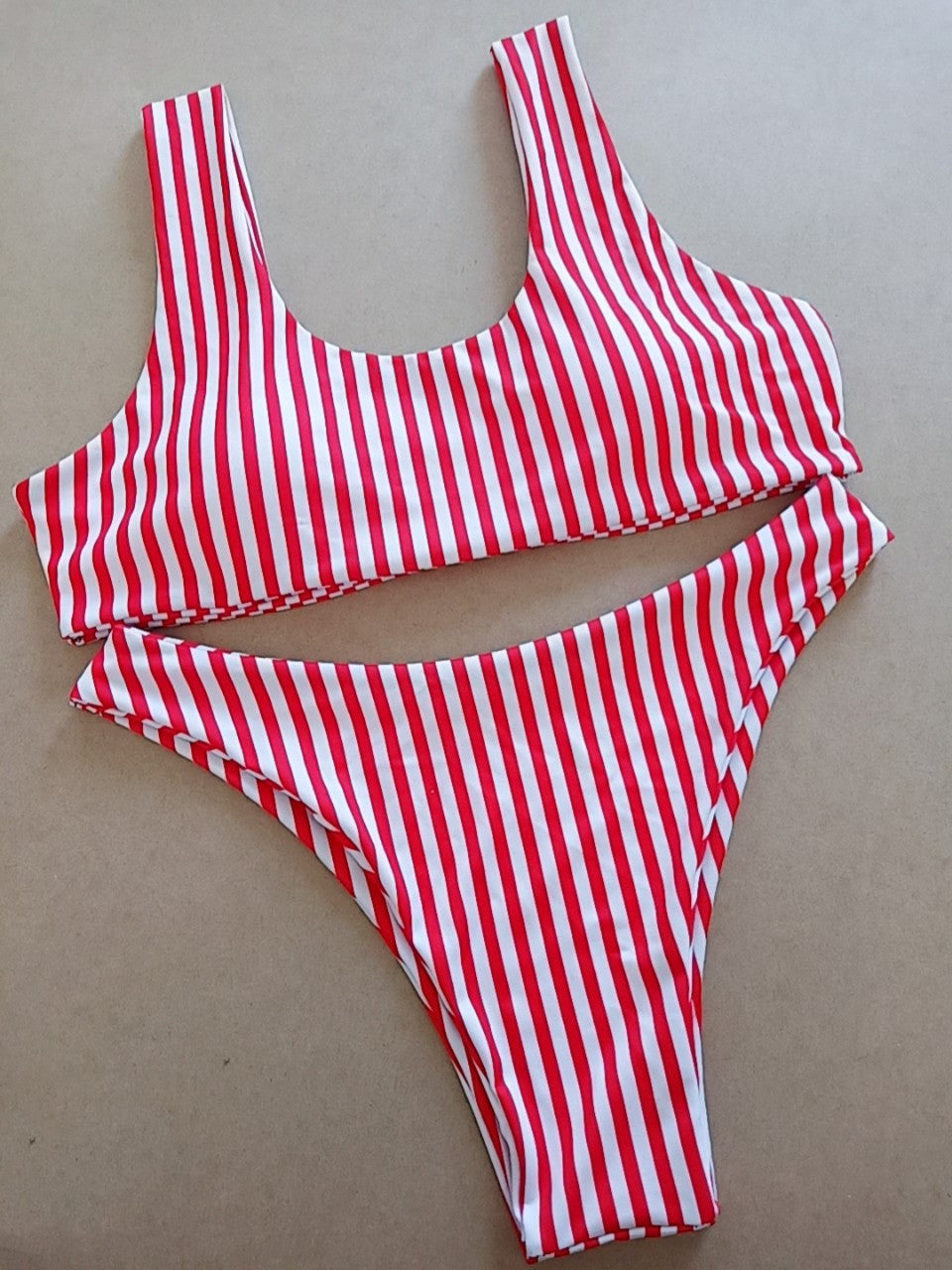 Striped printed bikini split swimsuit
